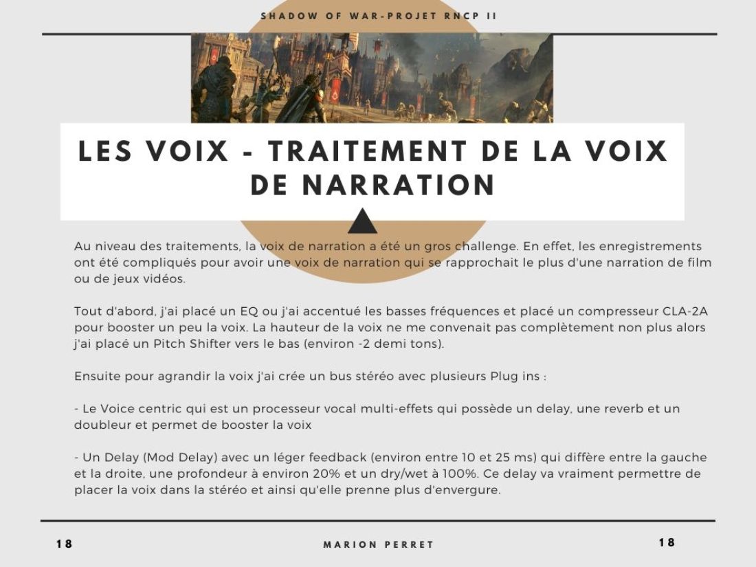 Traitement audio de la voix de narration