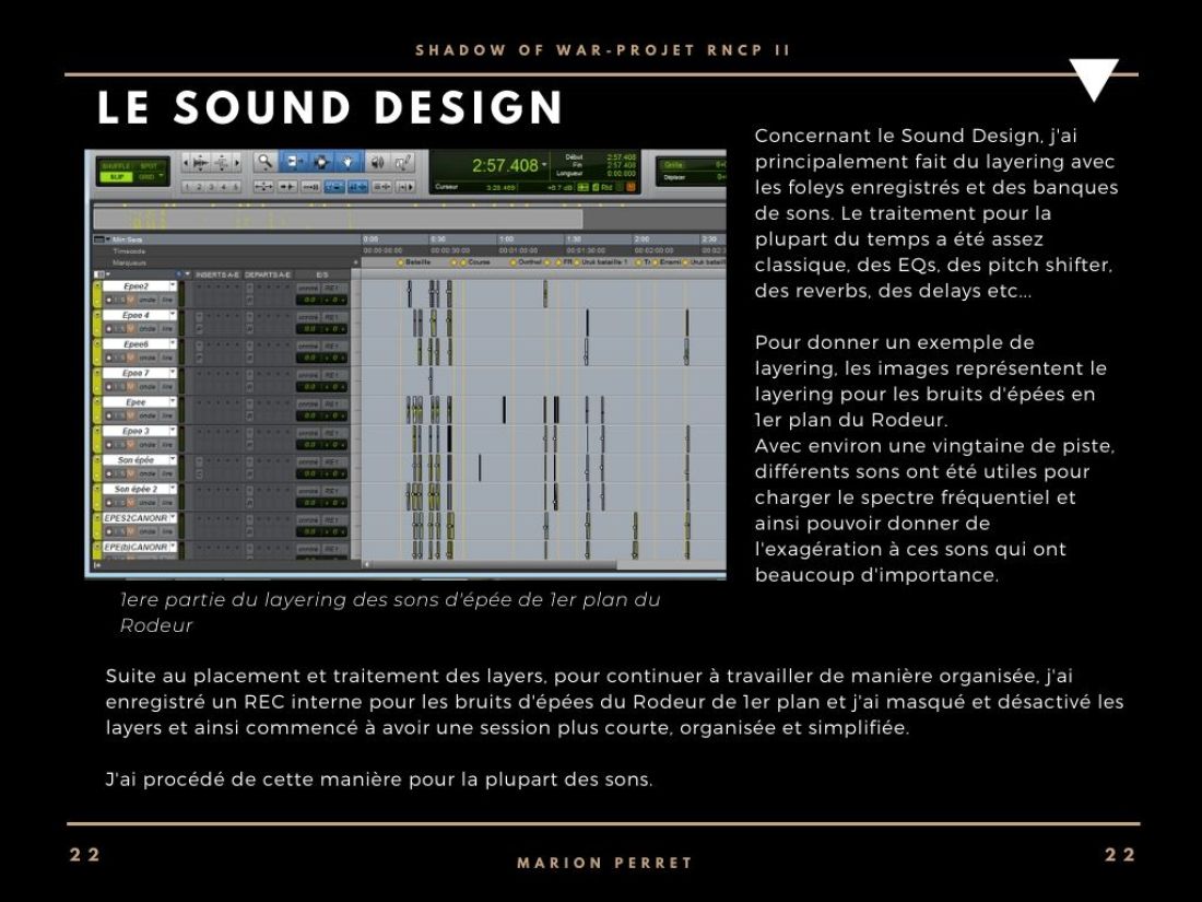 Réalisation du Sound design 