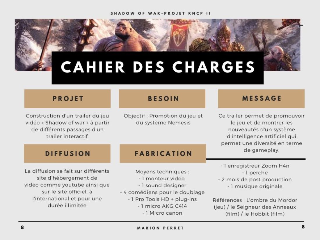 Cahier des charges de la réalisation sonore