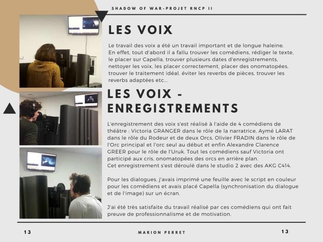 Enregistrement des voix du design sonore